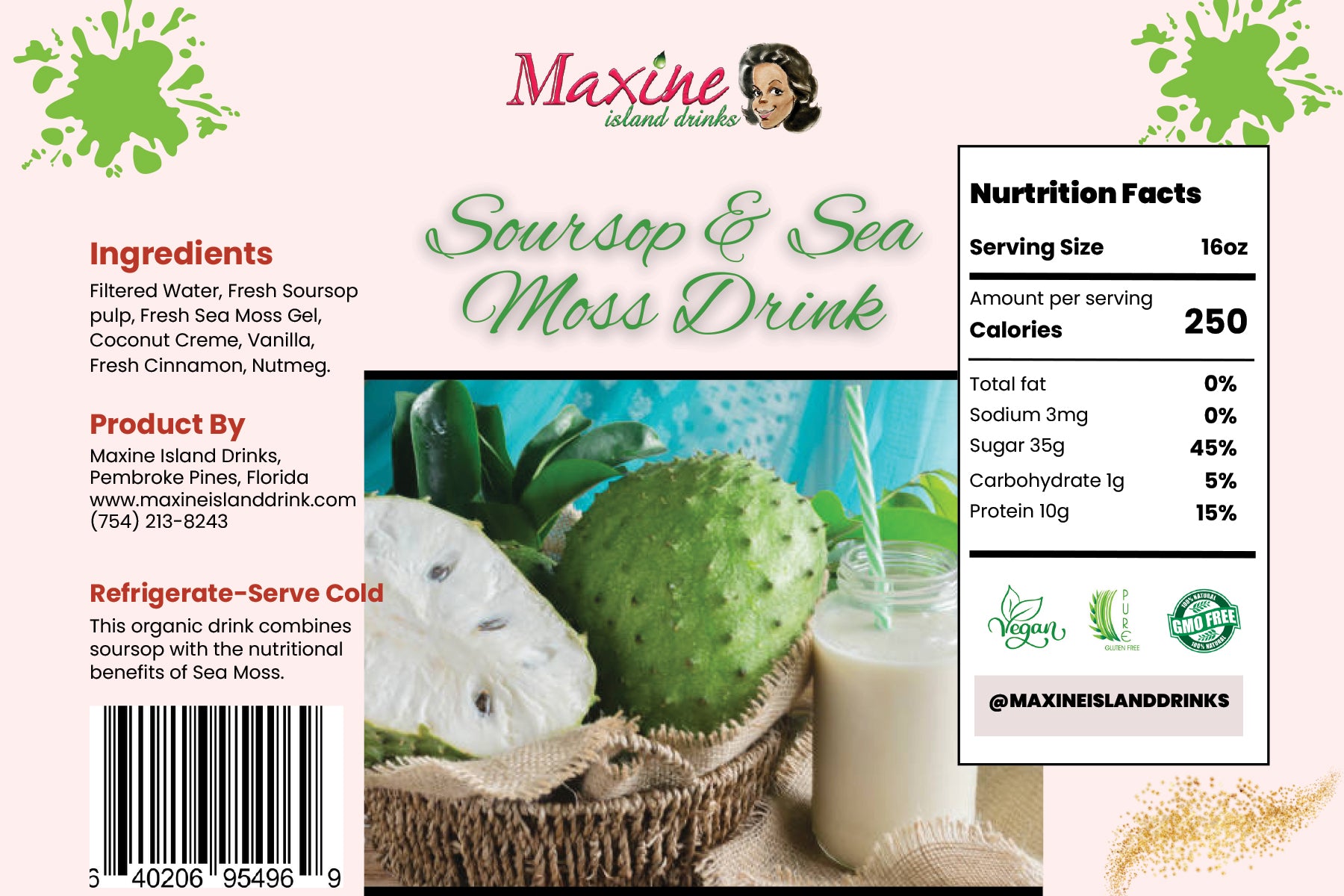 seins mous クラッキングWエクソソーム Soursop with Sea Moss Drink - 18oz – Maxine Island Drinks