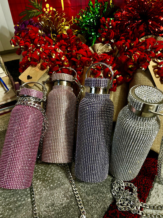 Christmas Basket of Bling Thermos Water Bottles