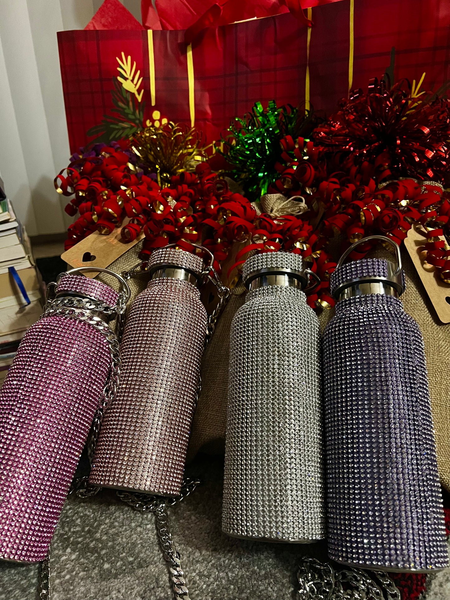 Christmas Basket of Bling Thermos Water Bottles